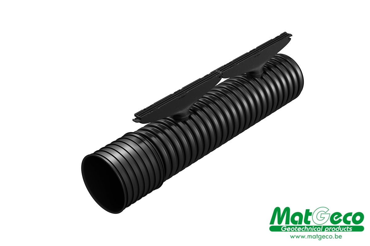 Kit Caniveau à Fente 6m - Type 20 (108mm) Noir | Drainage Allée/Terrasse | Plastique Renforcé | Norme EN-1433