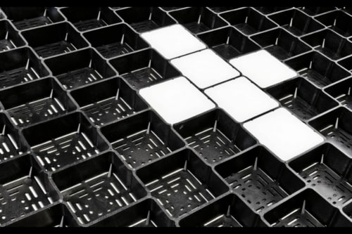 de GravelGrid is een kunstof grindplaat gemaakt uit gerecycleerde HD-PE. - Matgeco